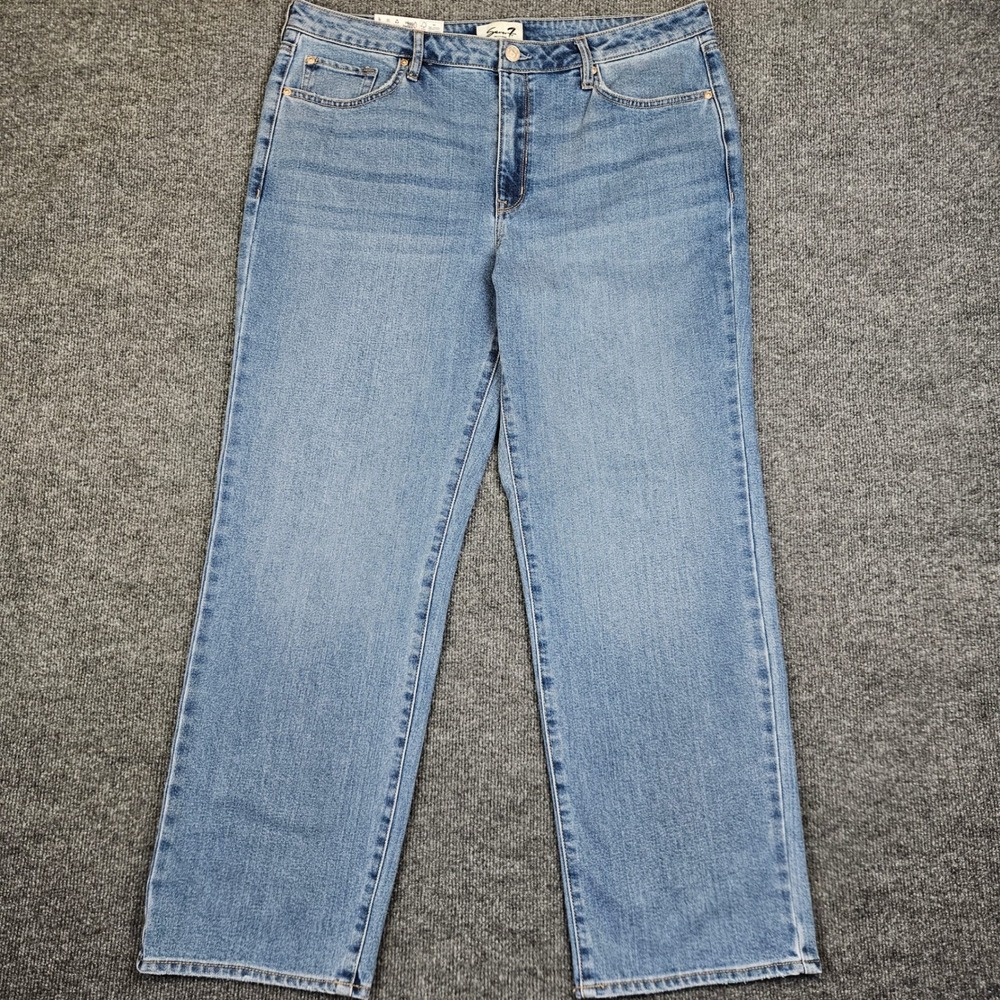 Seven7 Loose Straight Jeans Women's 14 High Rise‎ Light Wash Stretch Denim NEW